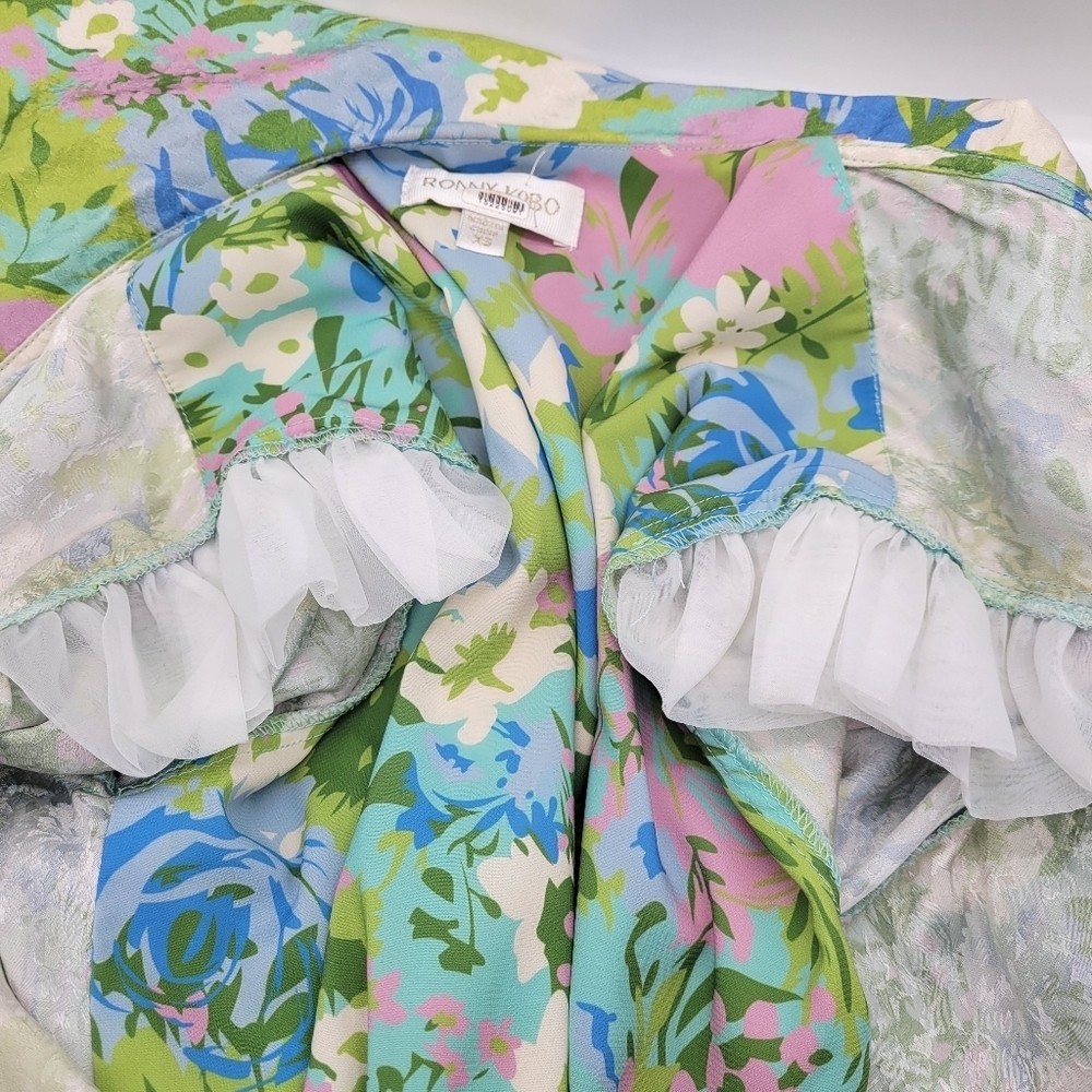 Ronny Kobo Demna Silk Floral Tie-Waist Crop Top Blouse XS Retail $298 Excellent - Picture 16 of 16